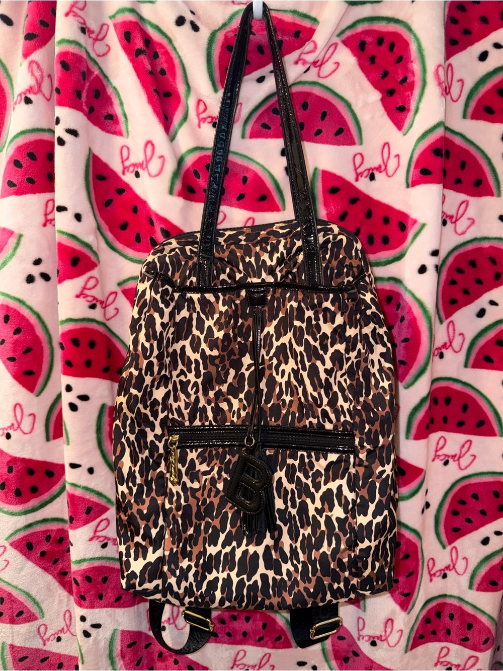 🤎🩷 Betsey Johnson Leopard Print Backpack with Shoulder Handle